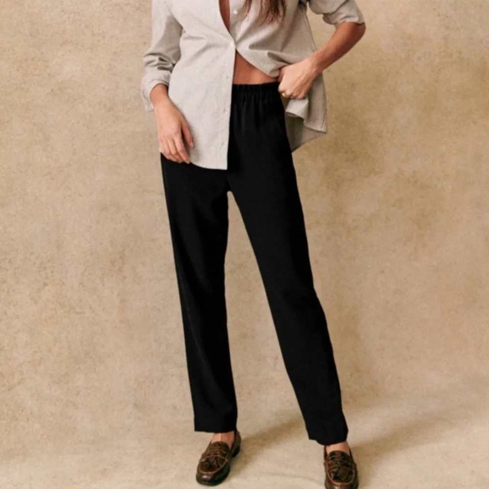 NWT Sezane Ross Pants Black Pull On Trousers size US 4/FR 36